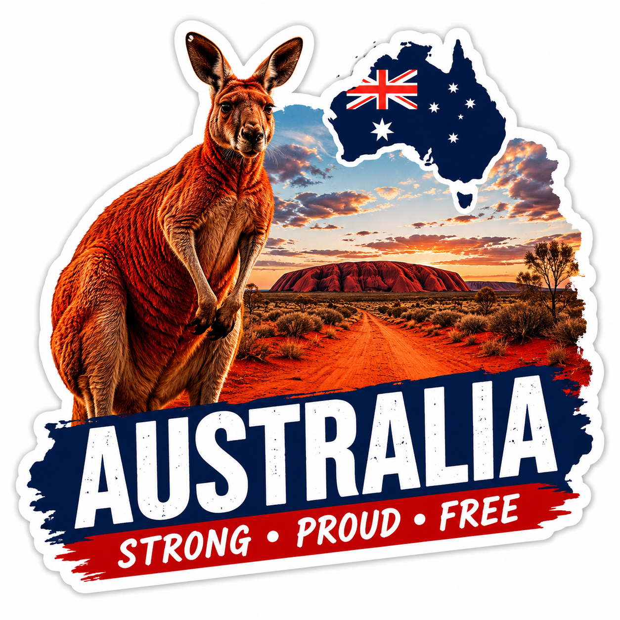 Australia. Strong. Proud. Free. Bubble-free stickers